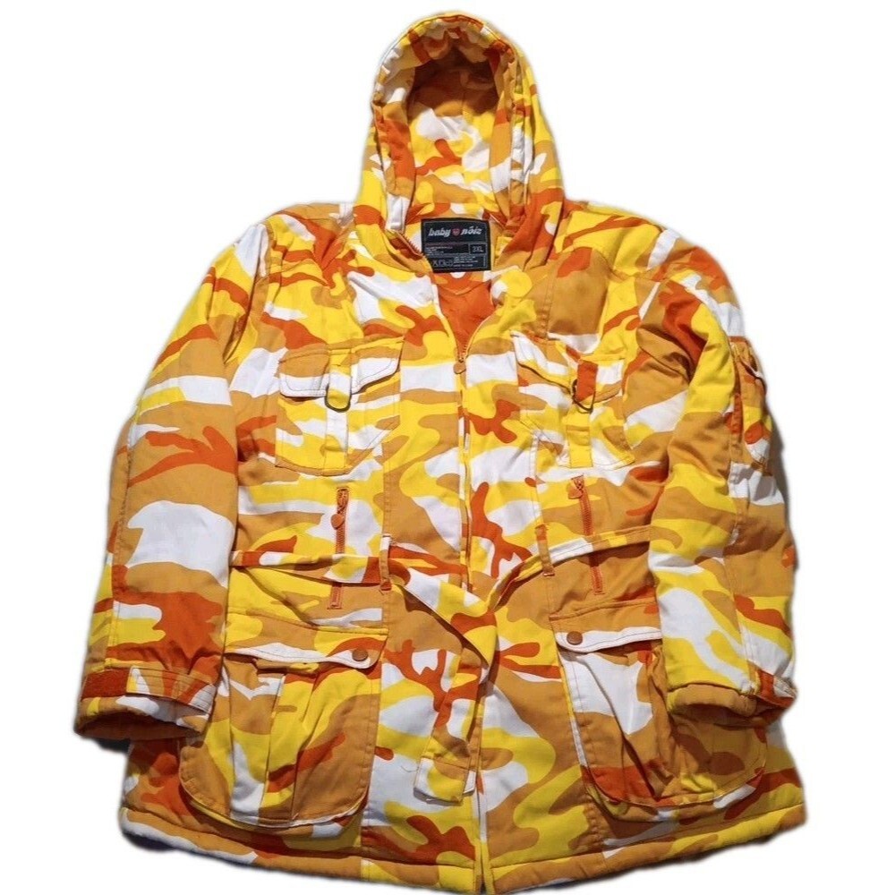 Vintage Baby Noiz Orange Camo Jacket Women's 3XL Hip Hop Y2K